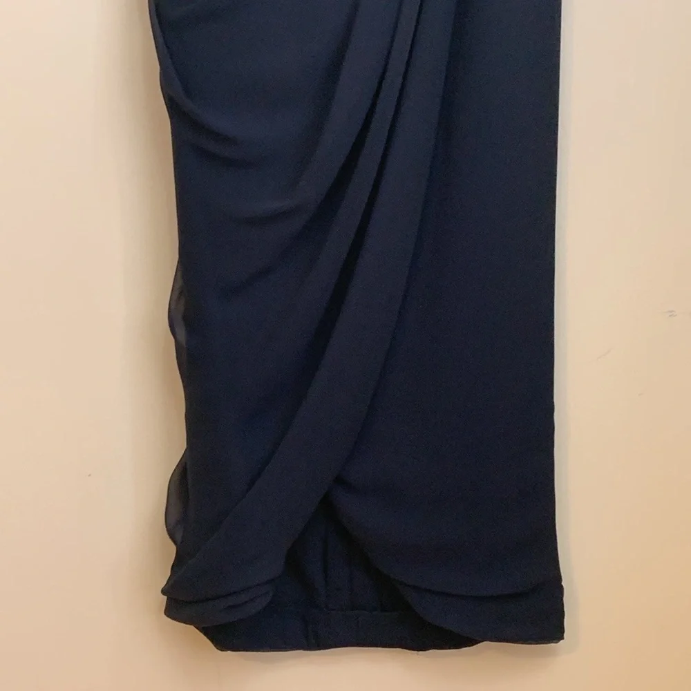 Victor Costa Black Chiffon Sweetheart Smocked Layered Gown Long Dress Vintage 10 - Picture 9 of 17